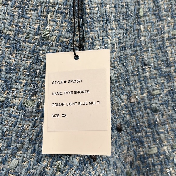 🆕 Generation Love Faye Tweed Knit Shorts Light Blue Multi With Pockets - Picture 7 of 13